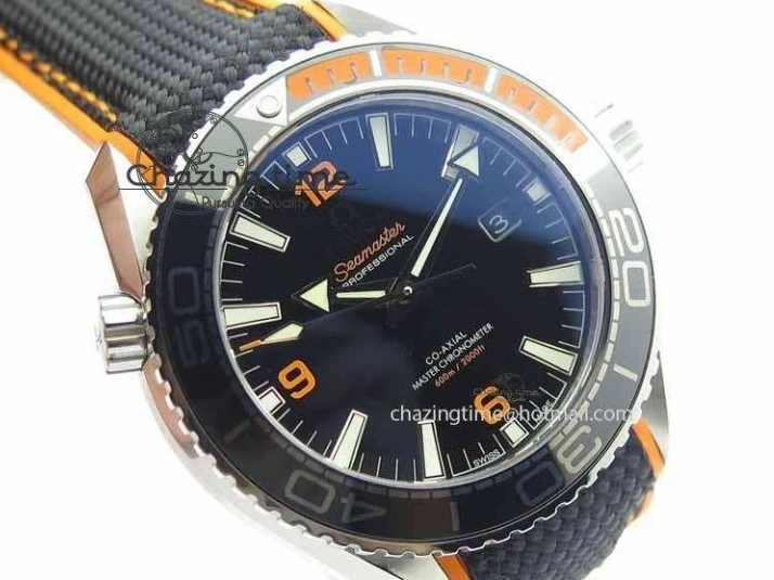 0417 Resilient Planet Ocean 2016 43.5mm SS OM 1:1 Best Edition Black Dial On Black Nylon Strap A 8167